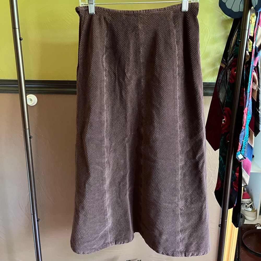 Maxi dark brown corduroy skirt